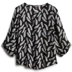 41 Hawthorn Black and Gray Feather 3/4 Sleeve Blouse